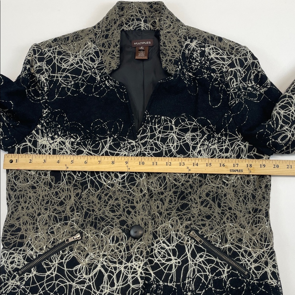 Multiples Black Abstract Textured Jacket Blazer Z… - image 6